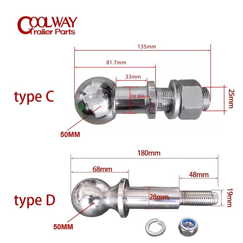 Special Lengthen Chrome Hitch Mount Tow Ball 50mm 2 INCH Shank Dia Coupling Trailer Parts RV Camper Caravan Accessories