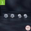 Simple Light Luxury Mozzarella Diamond Stud Earrings For Women, Classic Five-Claw S925 Sterling Silver Threaded Ear Jewelry