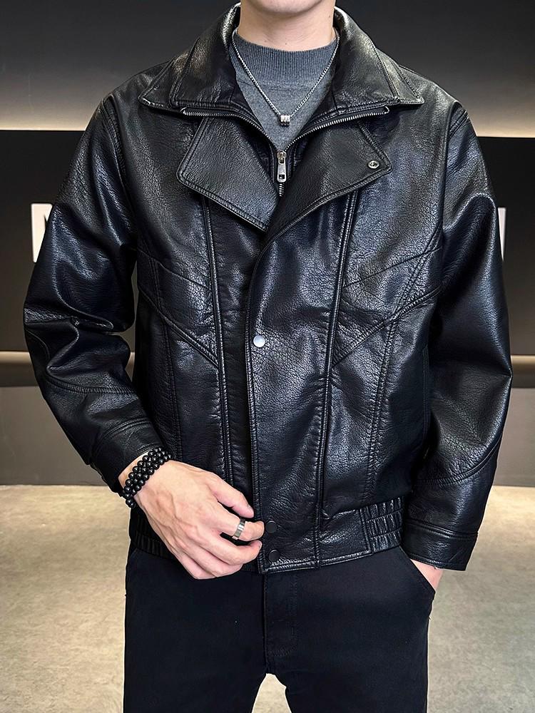 Men's Two-Piece Style Thickened PU Leather Jacket - Warm & Cool Winter Motorcycle Outerwear 2025