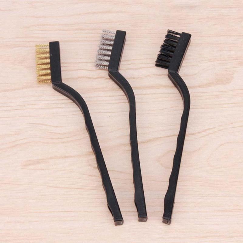 Yeni 2'li Temizleme Tel Fırça Seti Paslanmaz Çelik Fırça Bakır Fırça Naylon Fırça