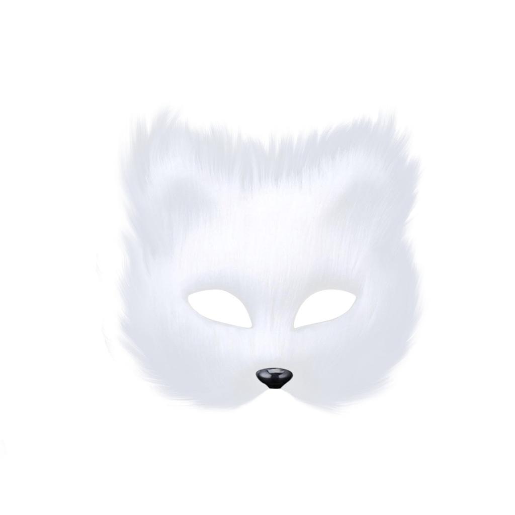 Animal Cat Fox Mask Halloween Cosplays Make-Up Costume Accessories Faux Furs Half Face Mask Performance Props Animal Mask