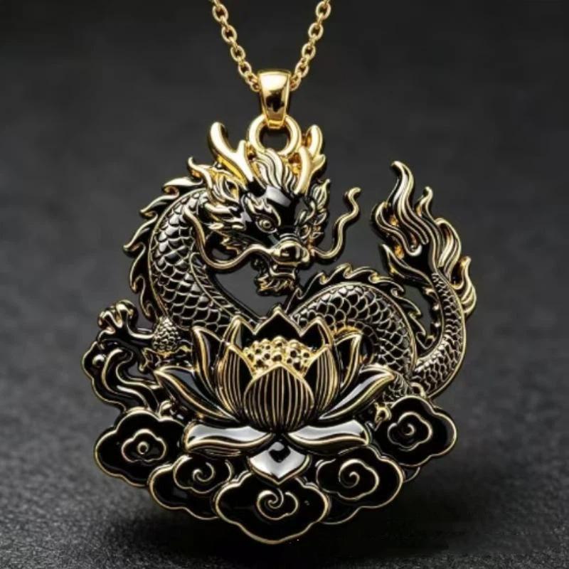 Cute Dragon Fox Pendant Necklace Colorful Enamel Craft Sparkling Crystal Jewelry for Christmas Holiday Wear Gift