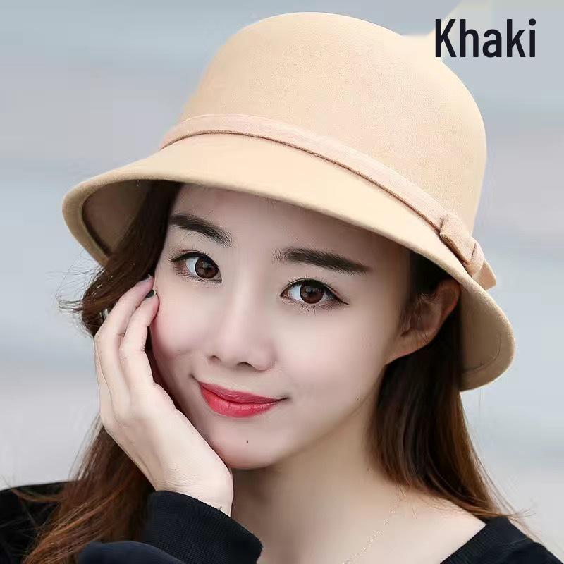 

Элегантная женская британская ретро фетровая шляпа-котелок федора из шерсти на весну и осень Adjustable Head Circumference хаки