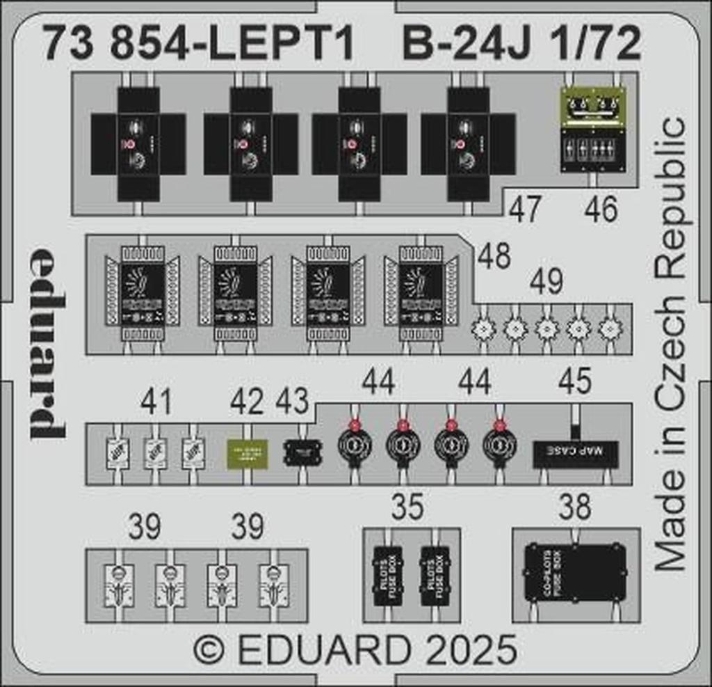 Eduard 1/72 B-24J Etching Parts (for Hasegawa) Plastic Model Kits EDU73854 (Airplane)