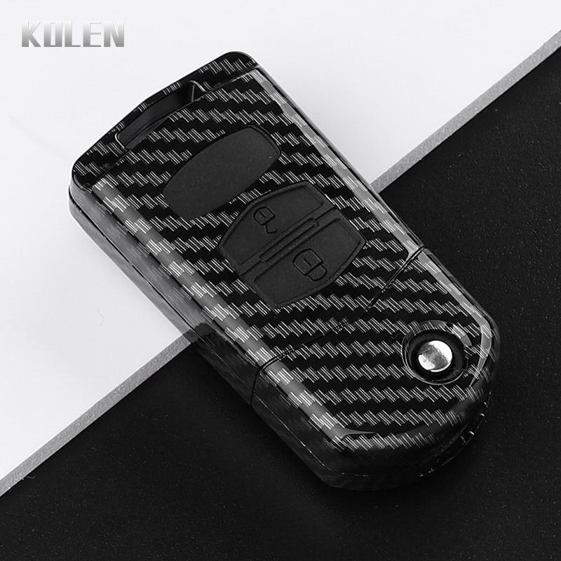 

Abs Carbon Fiber Style Car Key Case Cover For Mazda Demio 2 3 5 6 M3 M5 M6 Cx-5 Cx7 Cx9 Rx8 Mx5 Mpv Car Accessories Keychain Fob