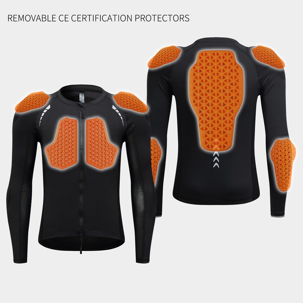 Men s Protective Jacket Breathable Motorcycle Shirt Sportswear with Removable Armor Pads Black EU L