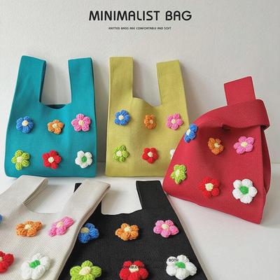Cute Colorful Floral Knitted Shoulder Bag - Versatile Large Capacity Handbag & Tote