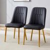Two Black Faux Leather Dining Chairs, Modern Minimalist Design, Widened Seat, Backrest, Non-Slip Metal Feet, for Dining Room and Kitchen.