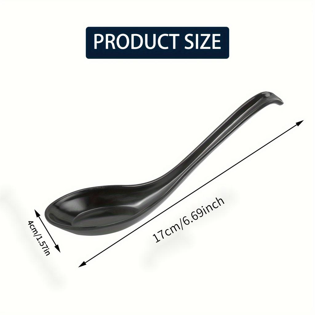 6pcs Plastic Spoons Black Long Handle Non-slip Stirring Spoons Soup Rice Soy Sauce Porridge Household Kitchen Utensils4