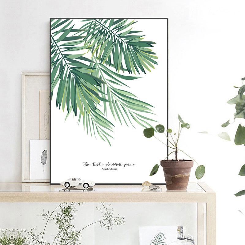 Nordische grüne Pflanze Monstera Leinwandgemälde handgemalte Blätter Wandkunst Poster einfache Bilder für Raumdekor Druckdekoration