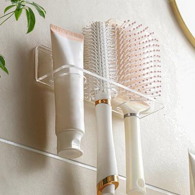 Support de peigne en acrylique, étagère de rangement transparente, support mural pour brosses à cheveux, accessoires de salle de bain, étagères pour la maison
