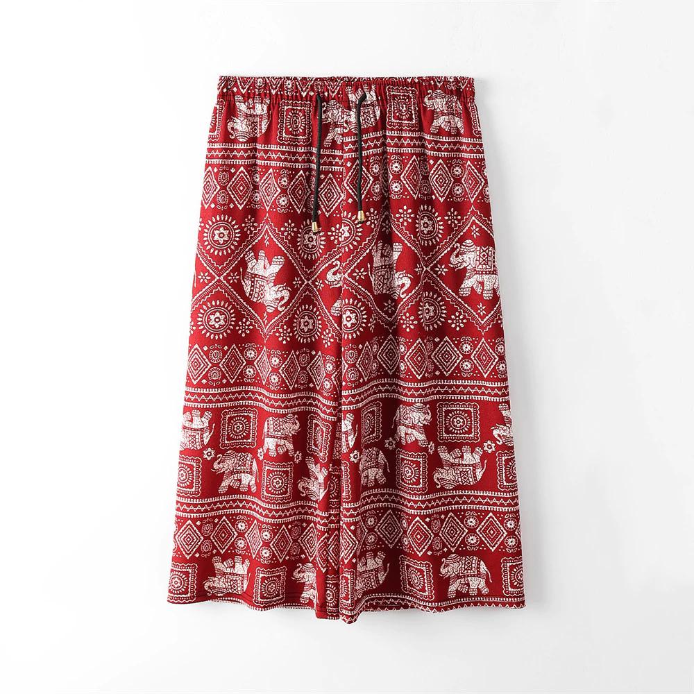 Elephant Pants Loose Legs Adjustable Elastic High Waistband Strap Rope Women Men Unisex Print Thailand Casual Streetwear Beach Bohemian Retro Vintage
