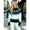 Fall Winter Women's Fair Isle Pattern Half Turtleneck Sweater, Loose Soft Rhombus Jacquard Knit Lazy Top
