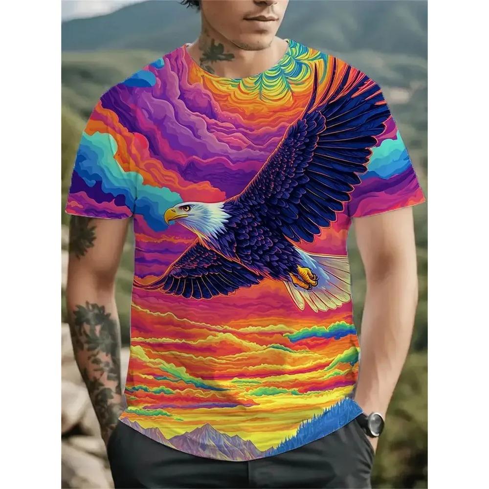 Summer Creative 3D Printed Short Sleeved T-shirt Fashionable Comfortable Soft Breathable Large Loose Mens T-shirt