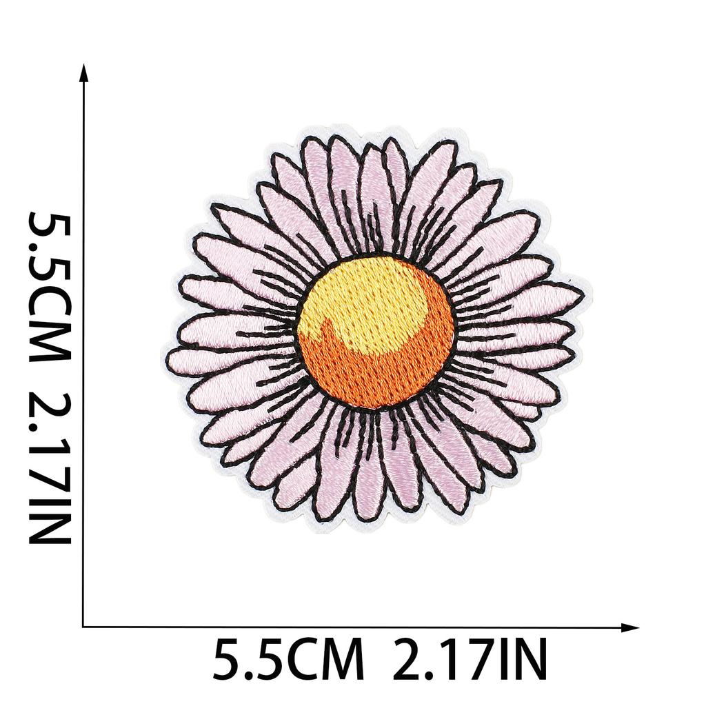 New Flower Embroidery Cloth Sticker Set, Clothes Decoration Patch Sticker, Cartoon Chrysanthemum Heat Transfer Embroidery Sticker