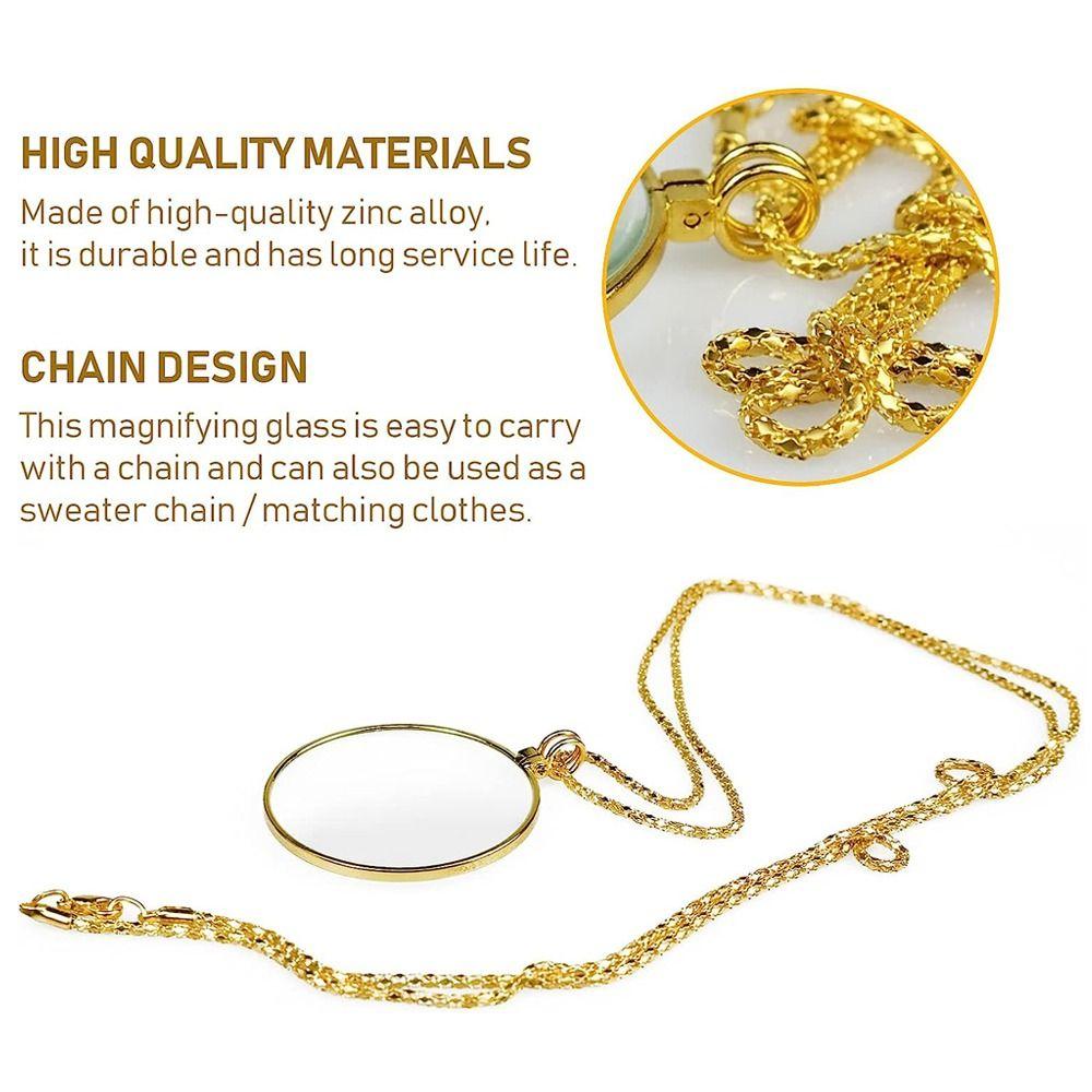 Gift Necklace Magnifying Glass 5x Portable Monocle Magnifier Pendant  Reading Newspaper