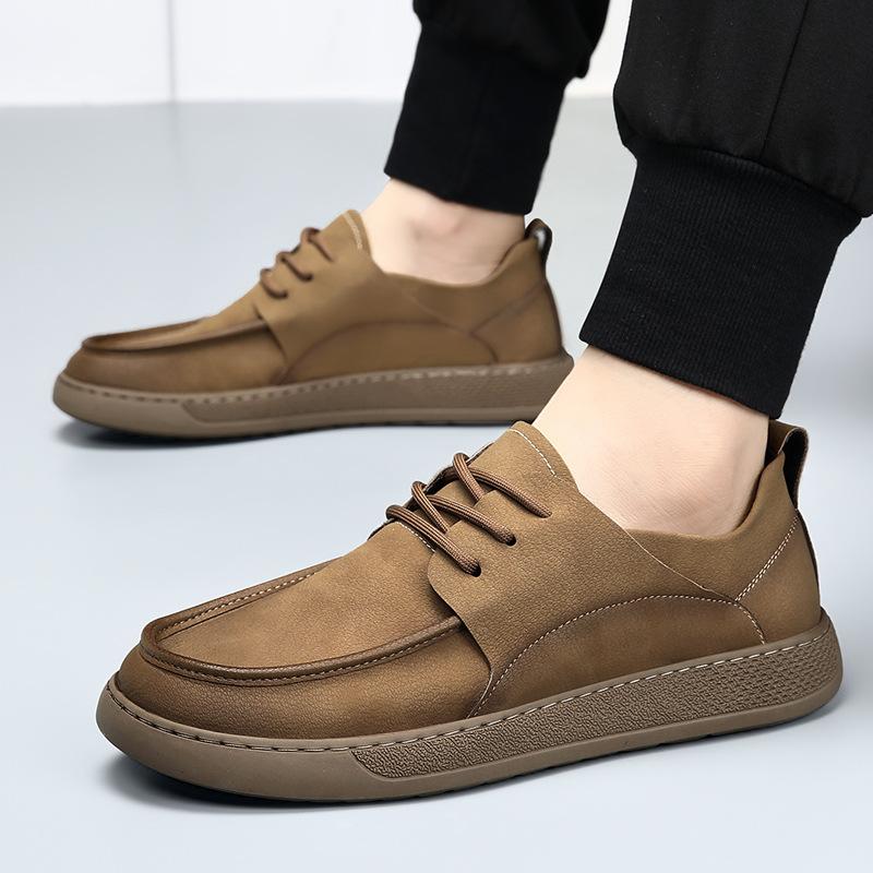 New Men Genuine Leather Casual Shoes Retro Designer Flat Skate Shoes Street Fashion Man Leisure Shoes