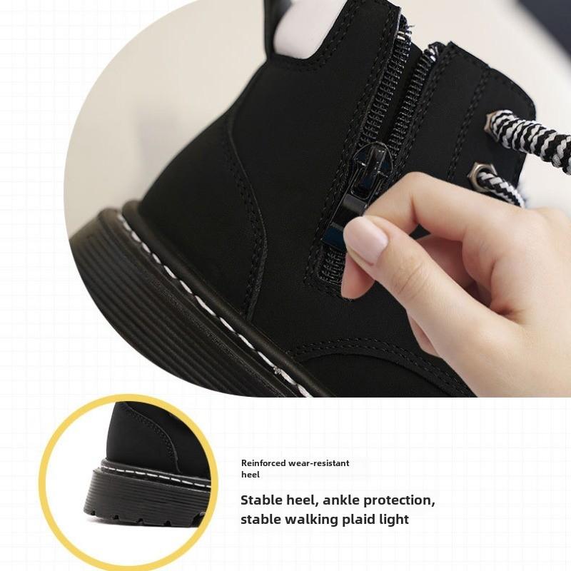 Warrior Classmate Leather Boots New Autumn Middle-aged and Older Children's Princess Short Boots Children's Fashion British Style Boots