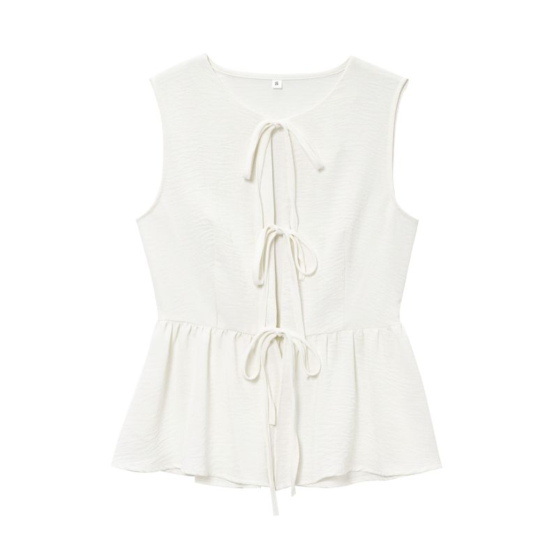 Kaslead New Women Clothes Western Style Fashion Sleeveless Lace-up Top Loose Drape Flared Trousers