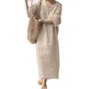 European and American new women's clothing, loose short-sleeved v-neck solid color large-size cotton and linen dress