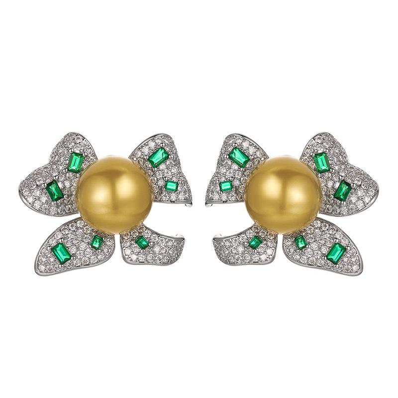 Manufacturer's Set Of Pearl Earrings Necklace Emerald Nanyang Women's Style High-end Palace Fashion