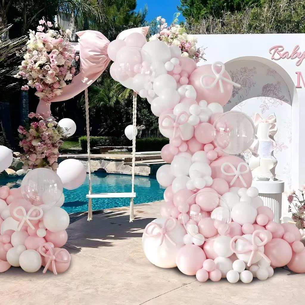 Pink White Metal Pink Balloon Chain Set, Sequined Balloon Set Party Arrangement Wedding