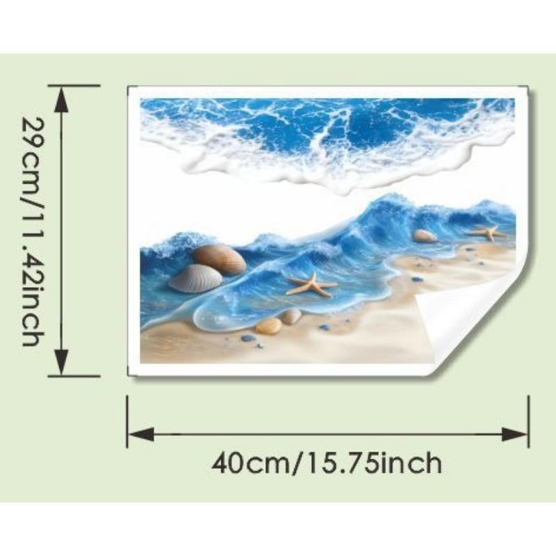 1PC ocean wind wave shell toilet sticker, toilet toilet decoration sticker, bathroom fresh beautification