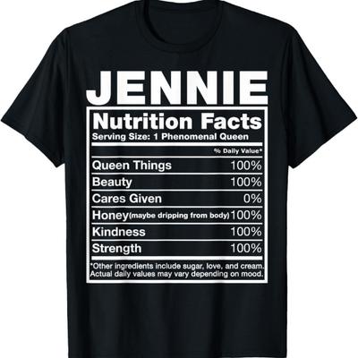 Jennie Nährwertangaben T-Shirt Jennie Name Geburtstags-Shirt T-Shirt