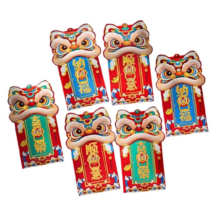 6Pcs 2026 Year of Horse Lucky Money Holders Red Paper Envelopes For Chinese Spring Festival Wedding Festival Gifting