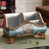 PGY Vintage Floral Resin Storage Box Ornament with Golden Accents Retro Remote Control Box Holder Desk Organizer Home Decoration