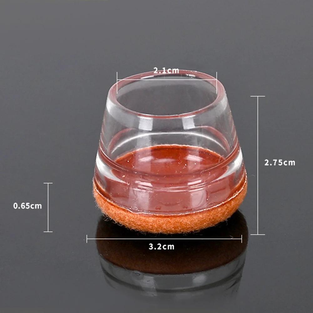 Table Chair Leg Protectors Caps Clear Round for Furniture Legs Cover Floor Sliders Non Slip Scratch Reduce Noise with Felt Pads
