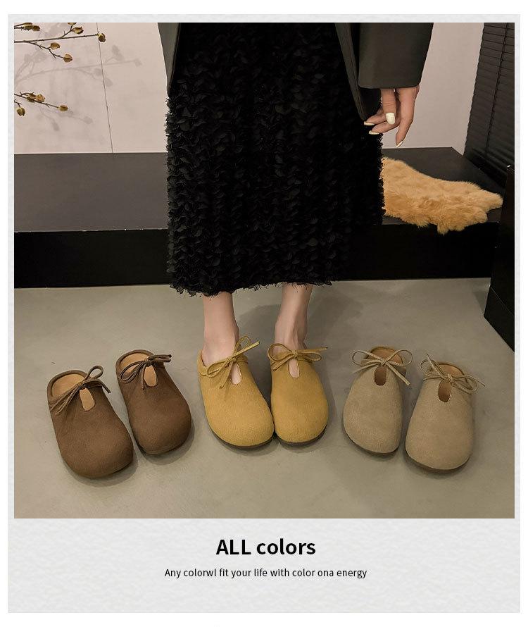 Thick-bottomed Boken bag head half slippers women's outer wear half tray 2025 autumn lace-up pregnant women non-slip ugly Boken tide