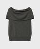 NOIRER FOR WOMAN Linen Off-Shoulder Knit (Charcoal)