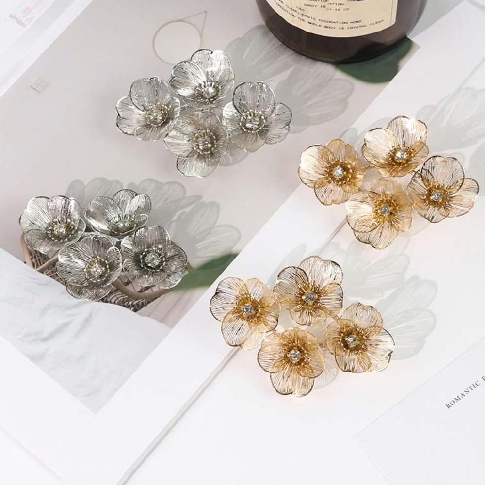 Rhinestone Floral Tassel Earrings Zinc Zinc Alloy Long Dangle Earrings Exaggerated Flower Ear Drop  Gift