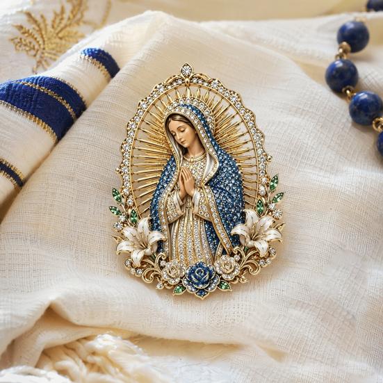 Sacred Heart of Jesus Brooch Confirmation Souvenir Christian Faith with Enamel