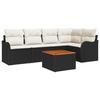 Ensemble de canapé de jardin de 6 pièces avec coussins noir poly rotin acacia, Canapé de jardin 2 places avec coussins noir 3347453