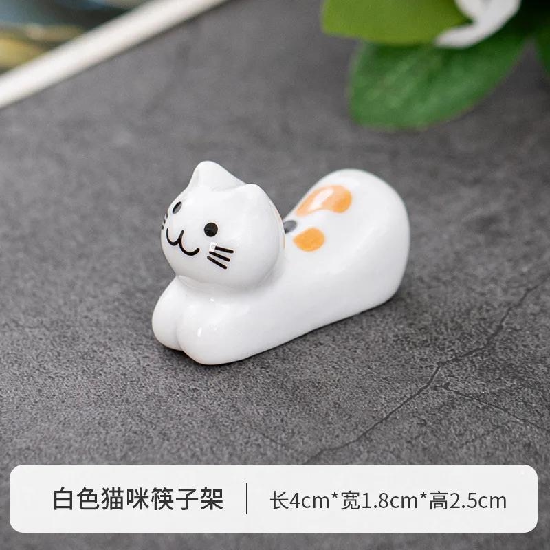 2pcs Cute Cartoon Dog Cat Ceramic Chopsticks Holder Chopstick Holder Stand Practical Fashion Chinese Kitchen Tableware Utensil