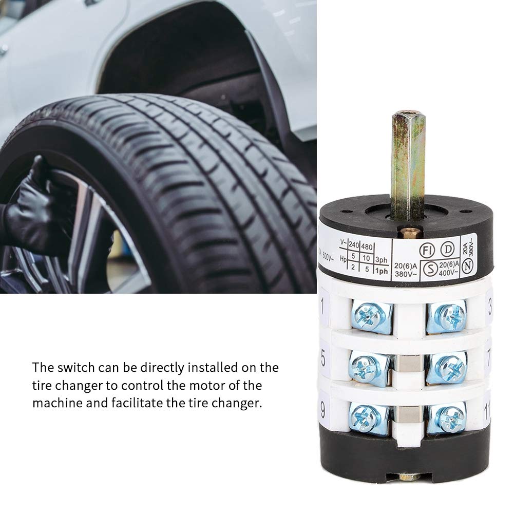 Gorgeri Car Tire Changer Switch, Tire Changer Machine Motor Forward Reverse Switch Car Repair Tool White 20A