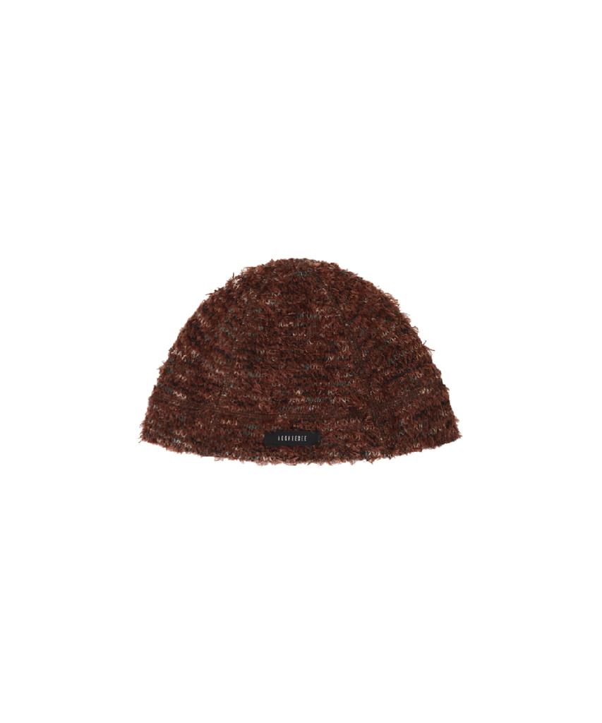KOOKEESEE Hairy Knit Beanie Hat_Brown