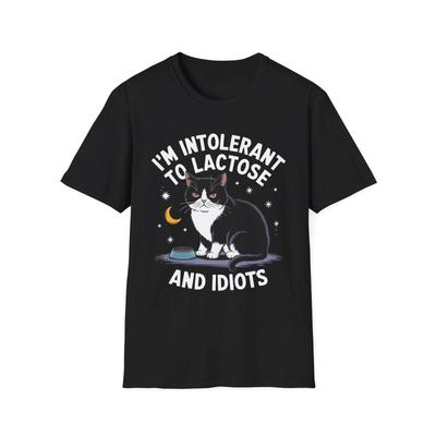 Ich bin laktoseintolerant und ein Idiot Lustiges laktosefreies Katzenliebhaber Geschenk T-Shirt