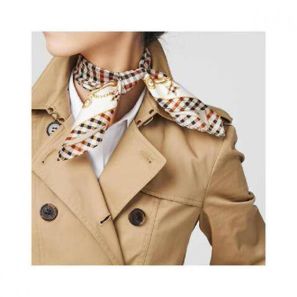 Daks Beige Check Silk Square Scarf Dcsc2f141i2