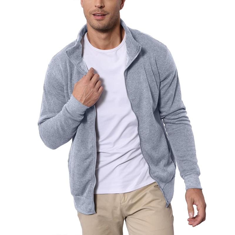 Men's Sweat Jacket Pullover Hoodie Sweatshirt Man Without Hood with Zip Jacket Outdoor Sport Lightweight Streetwear
