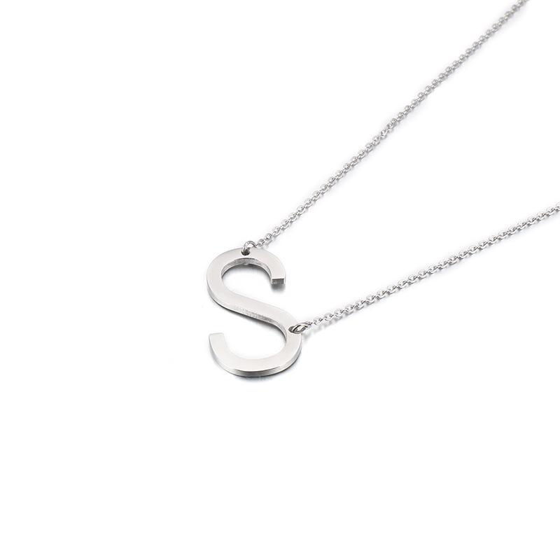 Kalen Clavicle Necklace: 26 English Letter Titanium Steel Necklace for Women - Simple and Elegant Design
