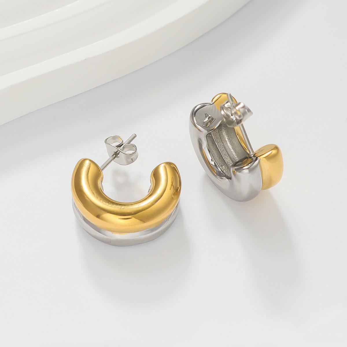 

1 пара Ретро Французький Мінімалізм C Сережки з Нержавіючої Сталі для Жінок Парні З Унікальним Почуттям Дизайну Вечірні Ювелірні Вироби Подарунки Запобігають Алергії 8cm золотий