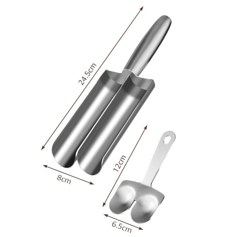 304 Edelstahl Fleischbällchenformer Dreifachrohr Lebensmittelballform mit Schöpflöffel Fischbällchen Garnelenpaste Form Reisbällchen Küchenwerkzeug Effizienter Fleischbällchenformer