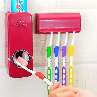 Juego de baño: dispensador automático de pasta de dientes con soporte para cepillos de dientes