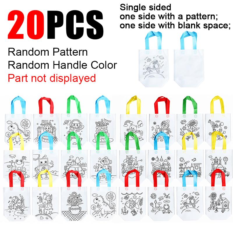 5-20PCS Graffiti Bag Random Cartoon Pattern Cute Animals Plants Activity Non Woven Gift Bag DIY Craft Project Party Souvenir ZYF