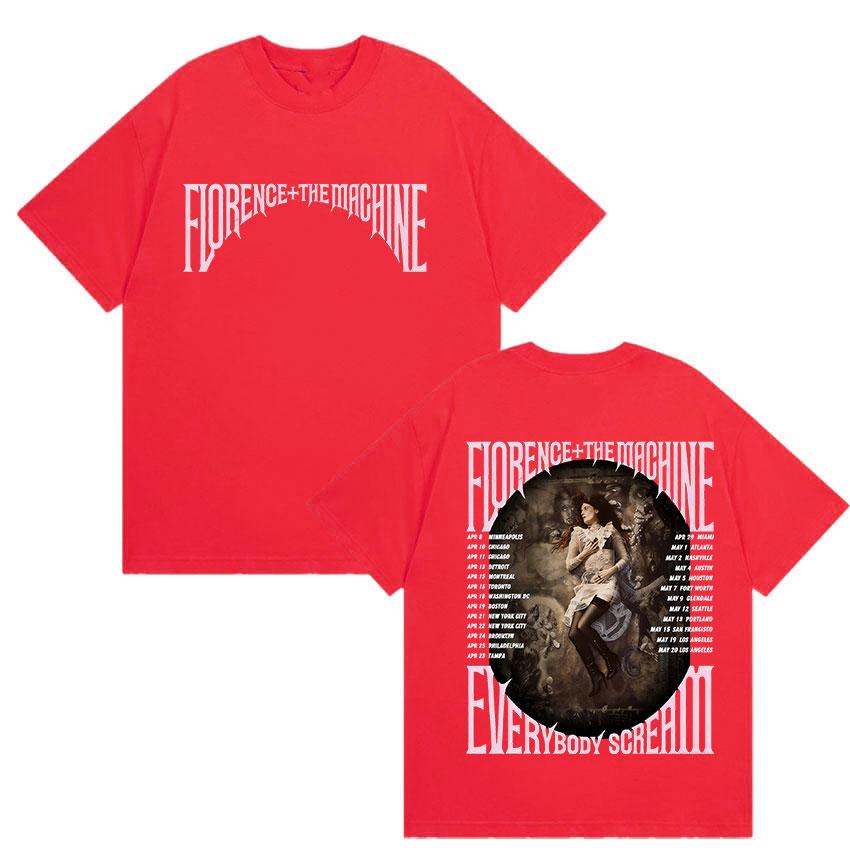 2026 Summer Florence The Machine Everybody Scream Tour Graphic T Shirt Unisex Women Vintage Harajuku Cotton TShirt Streetwear
