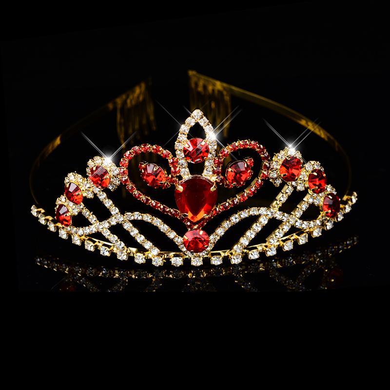 Große Königin Prinzessin Krone Diadem Grün Rot Strass Kopfschmuck Kopf Kristall Tiara Braut Hochzeit Haarschmuck Accessoires
