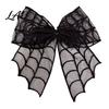 Mesh Bow Hair Clip Halloween Bat Spring Clips Black White Lace Spider Web Moderate Clamping Force Barrettes Gothic Dark Style for Women Cosplay